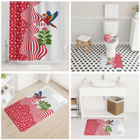 Peru Christmas Bathroom Set with Santa Macaw Cantuta Flower Red Swirl Pattern and Festive Design - Wonder Print Shop