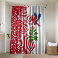Peru Christmas Bathroom Set with Santa Macaw Cantuta Flower Red Swirl Pattern and Festive Design - Wonder Print Shop