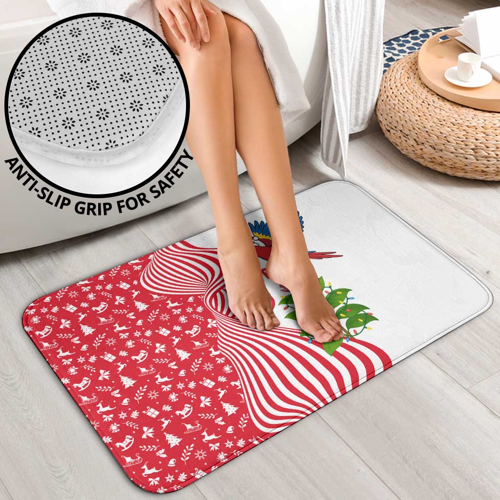 Peru Christmas Bathroom Set with Santa Macaw Cantuta Flower Red Swirl Pattern and Festive Design - Wonder Print Shop