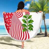 Peru Christmas Beach Blanket with Santa Macaw Cantuta Flower Red Swirl Pattern and Festive Design - Wonder Print Shop