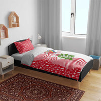 Peru Christmas Bedding Set with Santa Macaw Cantuta Flower Red Swirl Pattern and Festive Design - Wonder Print Shop