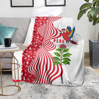 Peru Christmas Blanket with Santa Macaw Cantuta Flower Red Swirl Pattern and Festive Design - Wonder Print Shop
