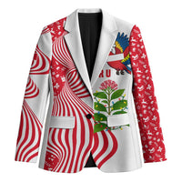 Peru Christmas Blazer with Santa Macaw Cantuta Flower Red Swirl Pattern and Festive Design - Wonder Print Shop