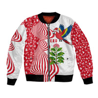 Peru Christmas Bomber Jacket with Santa Macaw Cantuta Flower Red Swirl Pattern and Festive Design - Wonder Print Shop