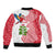 Peru Christmas Bomber Jacket with Santa Macaw Cantuta Flower Red Swirl Pattern and Festive Design - Wonder Print Shop