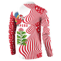 Peru Christmas Button Sweatshirt with Santa Macaw Cantuta Flower Red Swirl Pattern and Festive Design - Wonder Print Shop