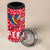 Peru Christmas 4 in 1 Can Cooler Tumbler with Santa Macaw Cantuta Flower Red Swirl Pattern and Festive Design - Wonder Print Shop