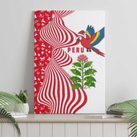 Peru Christmas Canvas Wall Art with Santa Macaw Cantuta Flower Red Swirl Pattern and Festive Design - Wonder Print Shop