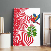 Peru Christmas Canvas Wall Art with Santa Macaw Cantuta Flower Red Swirl Pattern and Festive Design - Wonder Print Shop