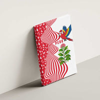 Peru Christmas Canvas Wall Art with Santa Macaw Cantuta Flower Red Swirl Pattern and Festive Design - Wonder Print Shop