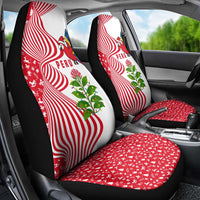 Peru Christmas Car Seat Cover with Santa Macaw Cantuta Flower Red Swirl Pattern and Festive Design - Wonder Print Shop