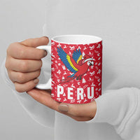 Peru Christmas Ceramic Mug with Santa Macaw Cantuta Flower Red Swirl Pattern and Festive Design - Wonder Print Shop