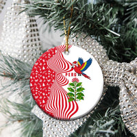 Peru Christmas Ceramic Ornament with Santa Macaw Cantuta Flower Red Swirl Pattern and Festive Design - Wonder Print Shop