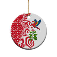Peru Christmas Ceramic Ornament with Santa Macaw Cantuta Flower Red Swirl Pattern and Festive Design - Wonder Print Shop