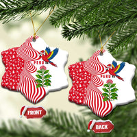 Peru Christmas Ceramic Ornament with Santa Macaw Cantuta Flower Red Swirl Pattern and Festive Design - Wonder Print Shop