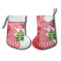 Peru Christmas Stocking with Santa Macaw Cantuta Flower Red Swirl Pattern and Festive Design - Wonder Print Shop
