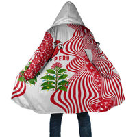 Peru Christmas Cloak with Santa Macaw Cantuta Flower Red Swirl Pattern and Festive Design - Wonder Print Shop
