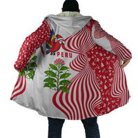 Peru Christmas Cloak with Santa Macaw Cantuta Flower Red Swirl Pattern and Festive Design - Wonder Print Shop