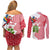 Peru Christmas Couples Matching Off Shoulder Short Dress and Long Sleeve Button Shirt with Santa Macaw Cantuta Flower Red Swirl Pattern and Festive Design - Wonder Print Shop