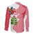 Peru Christmas Family Matching Long Sleeve Bodycon Dress and Hawaiian Shirt with Santa Macaw Cantuta Flower Red Swirl Pattern and Festive Design - Wonder Print Shop