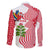 Peru Christmas Family Matching Off The Shoulder Long Sleeve Dress and Hawaiian Shirt with Santa Macaw Cantuta Flower Red Swirl Pattern and Festive Design - Wonder Print Shop