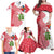 Peru Christmas Family Matching Off Shoulder Maxi Dress and Hawaiian Shirt with Santa Macaw Cantuta Flower Red Swirl Pattern and Festive Design - Wonder Print Shop