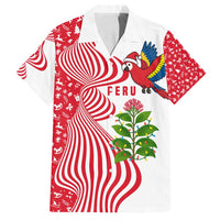 Peru Christmas Family Matching Tank Maxi Dress and Hawaiian Shirt with Santa Macaw Cantuta Flower Red Swirl Pattern and Festive Design - Wonder Print Shop