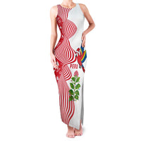 Peru Christmas Family Matching Tank Maxi Dress and Hawaiian Shirt with Santa Macaw Cantuta Flower Red Swirl Pattern and Festive Design - Wonder Print Shop