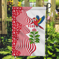 Peru Christmas Garden Flag with Santa Macaw Cantuta Flower Red Swirl Pattern and Festive Design - Wonder Print Shop