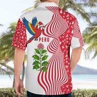 Peru Christmas Hawaiian Shirt with Santa Macaw Cantuta Flower Red Swirl Pattern and Festive Design - Wonder Print Shop