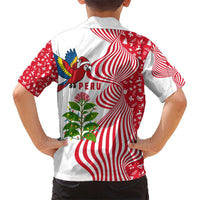 Peru Christmas Hawaiian Shirt with Santa Macaw Cantuta Flower Red Swirl Pattern and Festive Design - Wonder Print Shop