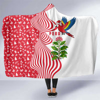 Peru Christmas Hooded Blanket with Santa Macaw Cantuta Flower Red Swirl Pattern and Festive Design - Wonder Print Shop