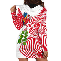 Peru Christmas Hoodie Dress with Santa Macaw Cantuta Flower Red Swirl Pattern and Festive Design - Wonder Print Shop