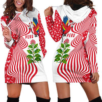 Peru Christmas Hoodie Dress with Santa Macaw Cantuta Flower Red Swirl Pattern and Festive Design - Wonder Print Shop