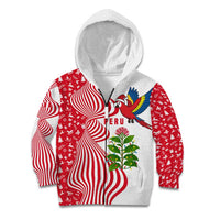 Peru Christmas Kid Hoodie with Santa Macaw Cantuta Flower Red Swirl Pattern and Festive Design - Wonder Print Shop
