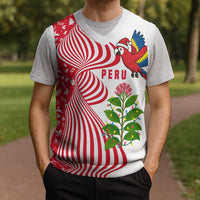 Peru Christmas Knitted V-Neck Vest with Santa Macaw Cantuta Flower Red Swirl Pattern and Festive Design - Wonder Print Shop