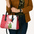 Peru Christmas Leather Bag with Santa Macaw Cantuta Flower Red Swirl Pattern and Festive Design - Wonder Print Shop
