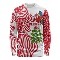 Peru Christmas Long Sleeve Shirt with Santa Macaw Cantuta Flower Red Swirl Pattern and Festive Design - Wonder Print Shop
