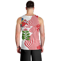 Peru Christmas Men Tank Top with Santa Macaw Cantuta Flower Red Swirl Pattern and Festive Design - Wonder Print Shop