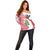 Peru Christmas Off Shoulder Sweater with Santa Macaw Cantuta Flower Red Swirl Pattern and Festive Design - Wonder Print Shop