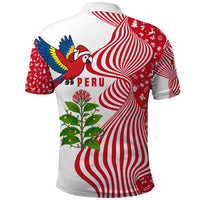 Peru Christmas Polo Shirt with Santa Macaw Cantuta Flower Red Swirl Pattern and Festive Design - Wonder Print Shop