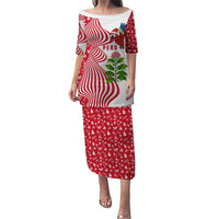 Peru Christmas Puletasi with Santa Macaw Cantuta Flower Red Swirl Pattern and Festive Design - Wonder Print Shop