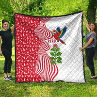 Peru Christmas Quilt with Santa Macaw Cantuta Flower Red Swirl Pattern and Festive Design - Wonder Print Shop
