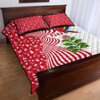 Peru Christmas Quilt Bed Set with Santa Macaw Cantuta Flower Red Swirl Pattern and Festive Design - Wonder Print Shop