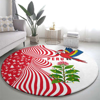 Peru Christmas Round Carpet with Santa Macaw Cantuta Flower Red Swirl Pattern and Festive Design - Wonder Print Shop