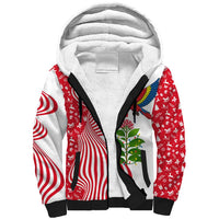 Peru Christmas Sherpa Hoodie with Santa Macaw Cantuta Flower Red Swirl Pattern and Festive Design - Wonder Print Shop