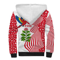 Peru Christmas Sherpa Hoodie with Santa Macaw Cantuta Flower Red Swirl Pattern and Festive Design - Wonder Print Shop