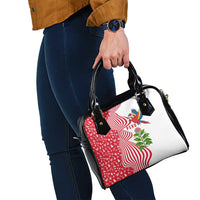 Peru Christmas Shoulder Handbag with Santa Macaw Cantuta Flower Red Swirl Pattern and Festive Design - Wonder Print Shop