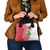 Peru Christmas Shoulder Handbag with Santa Macaw Cantuta Flower Red Swirl Pattern and Festive Design - Wonder Print Shop