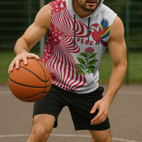 Peru Christmas Sleeveless Hoodie with Santa Macaw Cantuta Flower Red Swirl Pattern and Festive Design - Wonder Print Shop